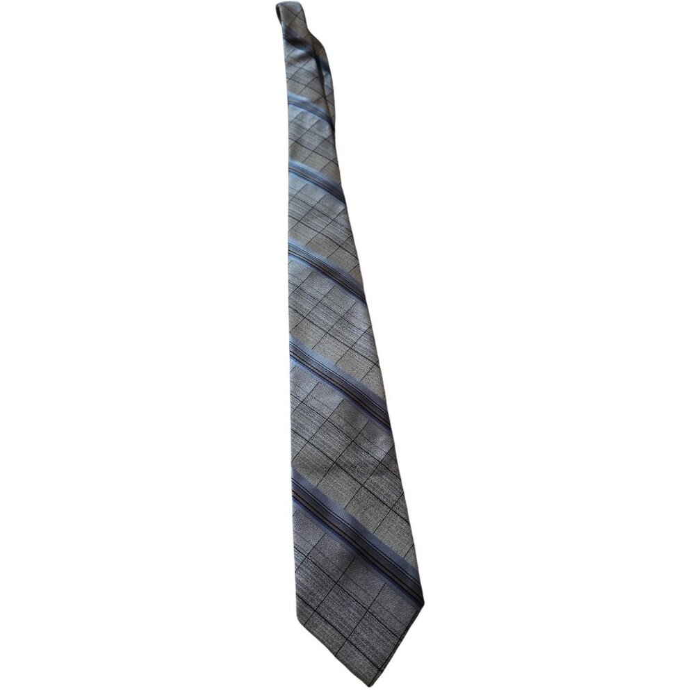 The Men's Shop By JC Penney Vintage Blue And Silver Striped Necktie